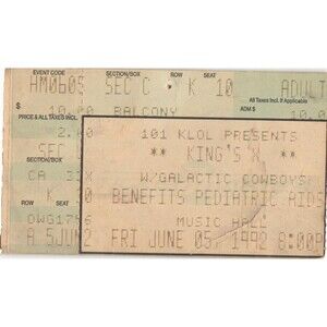 Vintage 1992 King's X Galactic Cowboys Concert Ticket Stub Houston TX